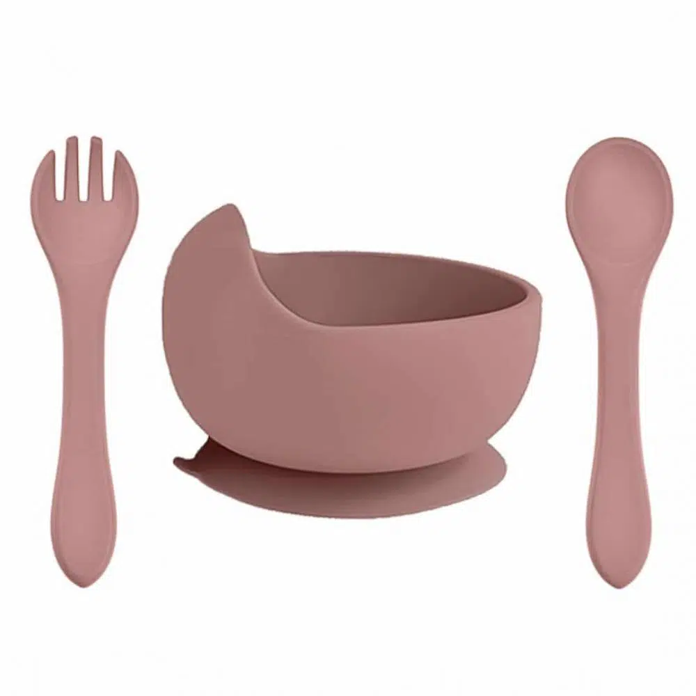 Siliconen kom bestek kinderservies rosewood bpa vrij