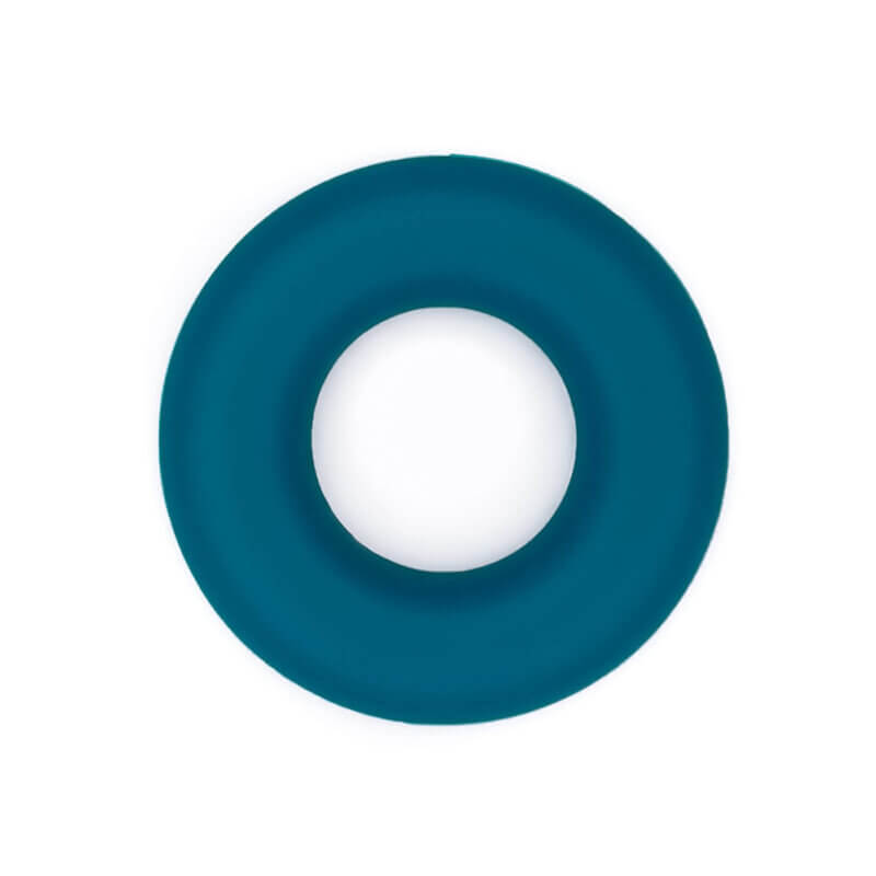 Silicone ring teething toy 43 mm bpa free wholesale metallic teal blue