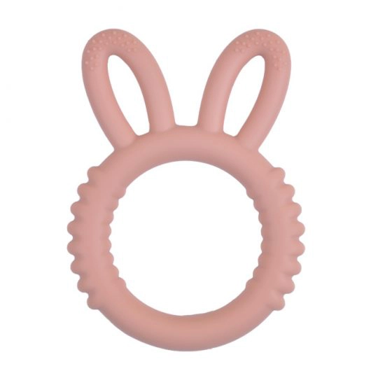 Siliconen bijtspeeltje bijtspeelgoed groothandel bpa vrij fluffy bunny poeder nude