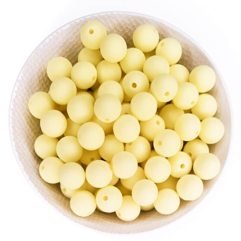Silicone beads light yellow bpa free wholesale pacifier cord teething ring