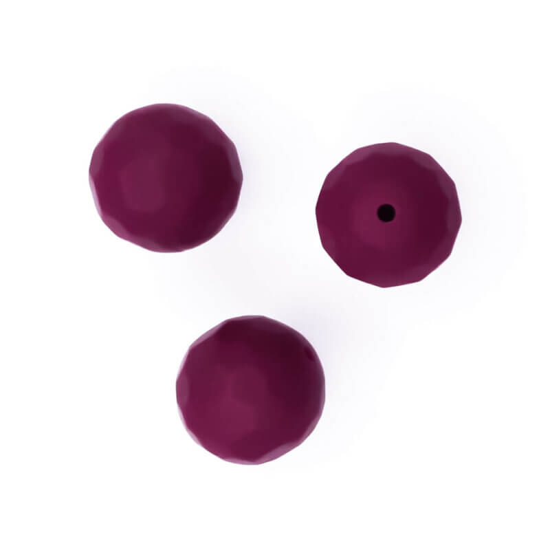 Silicone beads facet 16 mm Berry red