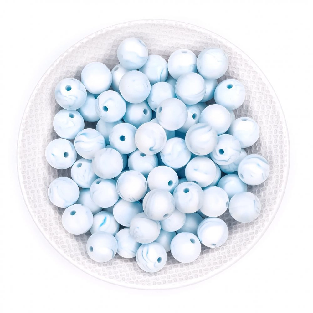 Siliconen kralen marmer blauw bpa vrij groothandel speenkoord bijtring