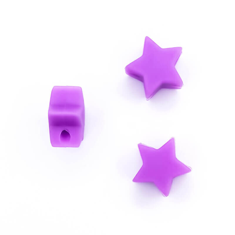 Silicone beads star 15 mm wholesale bpa free baby safe soft purple