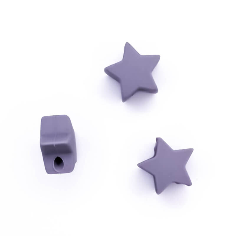Silicone beads star 15 mm wholesale bpa free baby safe warm medium gray