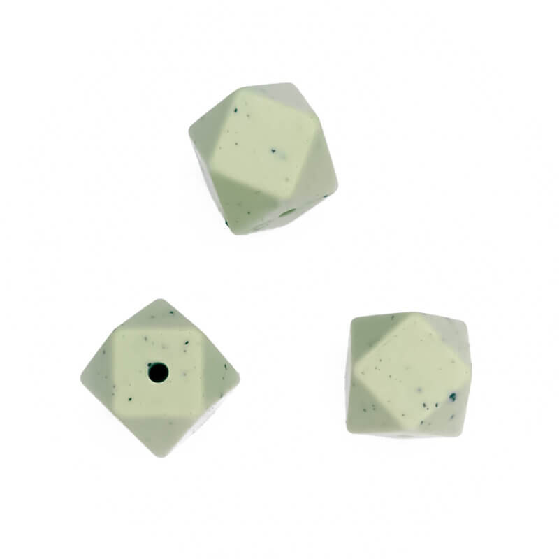 Silicone beads hexagon wholesale pistachio with speckles