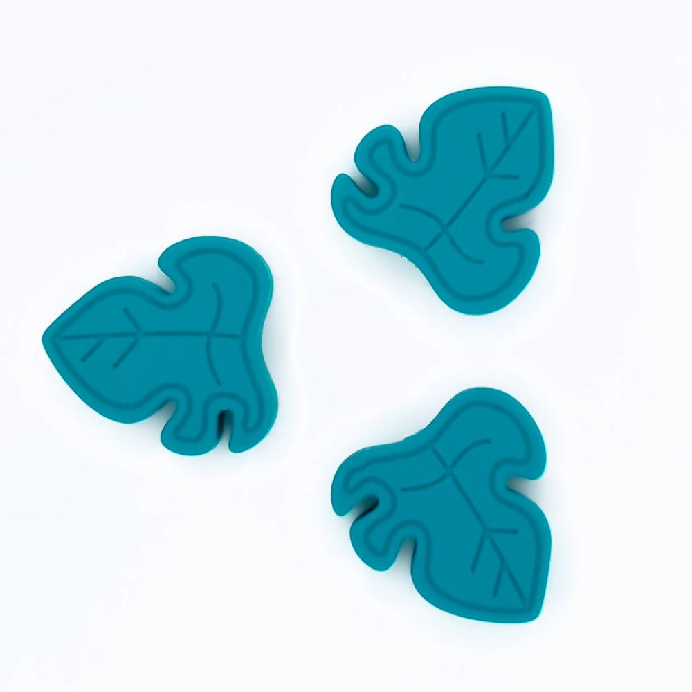Siliconen kralen Monstera bpa vrij baby veilig groothandel teal blauw