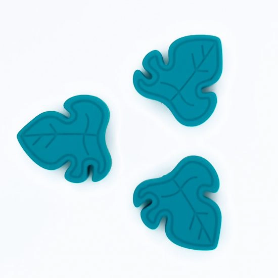 Siliconen kralen Monstera bpa vrij baby veilig groothandel teal blauw