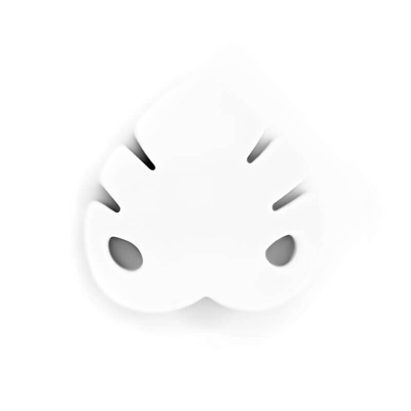 Perle de silicone - Feuille - Monstera - Blanc