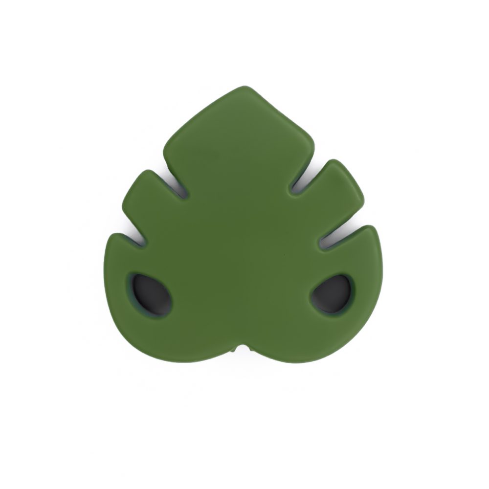 Siliconen kraal - Blad - Monstera - Mos groen