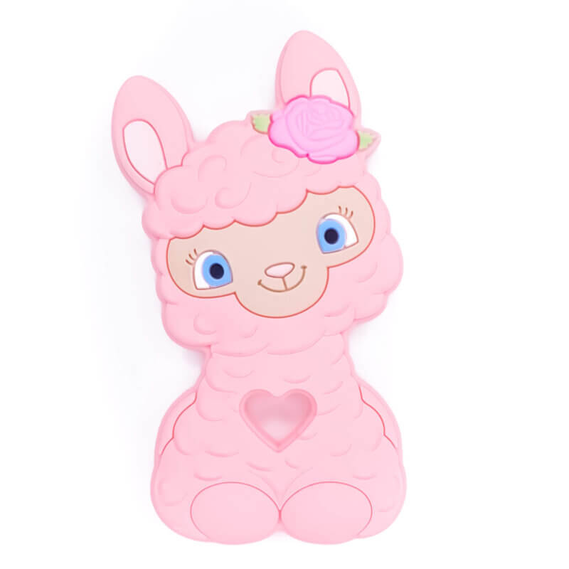 Silicone teething ring - Llama - Playful - Peach Pink