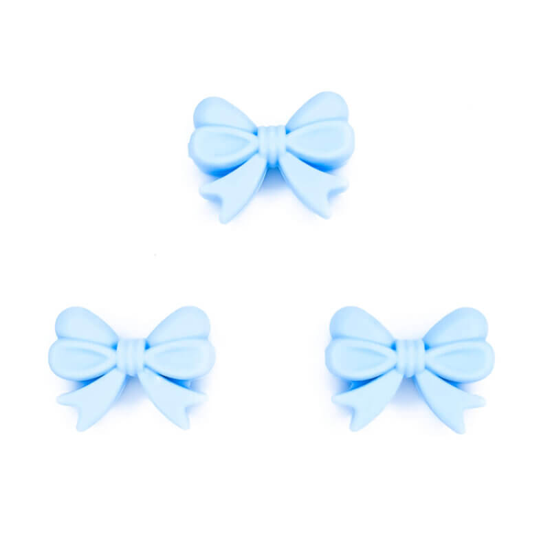 Silicone beads bow wholesale bpa free light sky blue