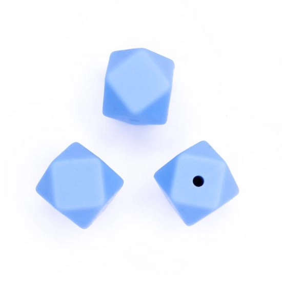 Siliconen kralen hexagon groothandel bpa vrij middel poeder blauw