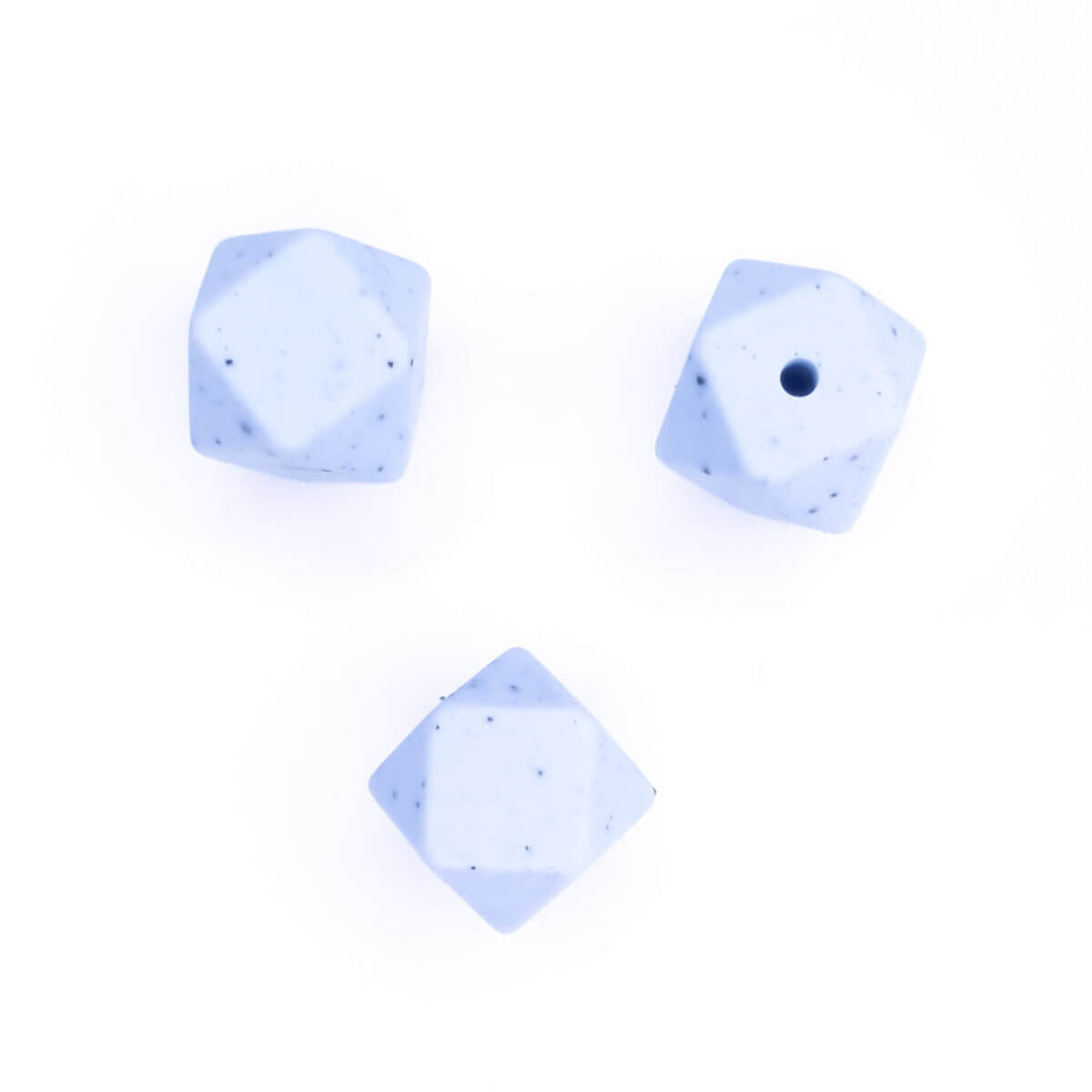 Silicone beads hexagon wholesale bpa free light powder blue with speckles