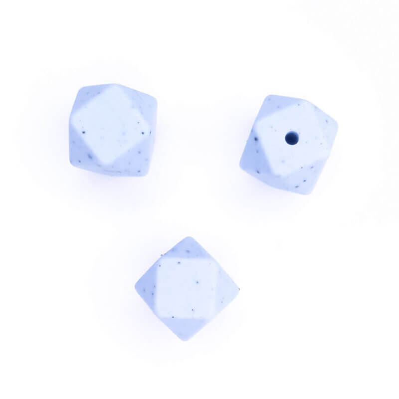 Silicone beads hexagon wholesale bpa free light powder blue with speckles