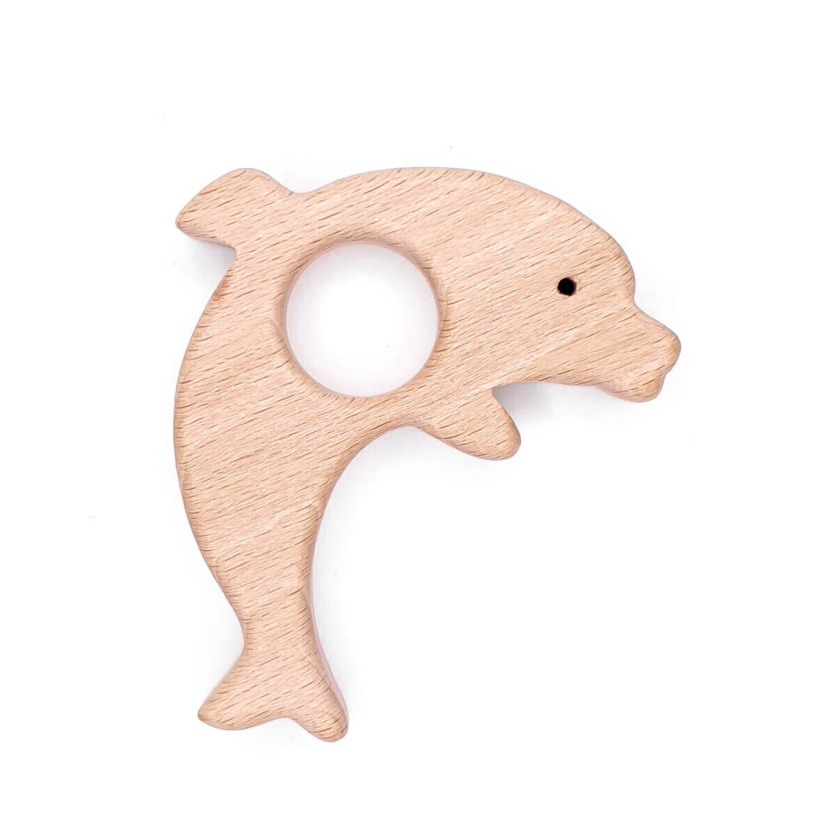 Wooden teething figure beech wood dolphin baby safe CE EN-71