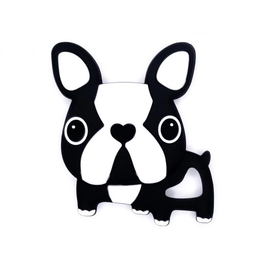 Siliconen bijtfiguur bpa vrij baby veilig groothandel bulldog zwart