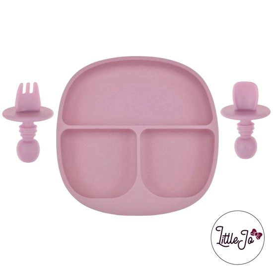 Kinderservies Baby BPA LittleJo vrij Bord en Bestek Framboos