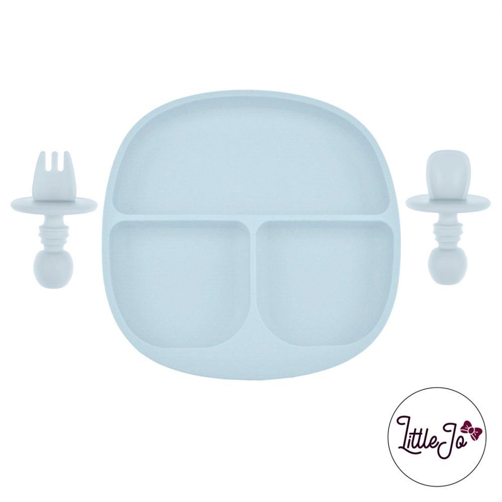 Kinderservies Baby BPA LittleJo vrij Bord en Bestek Ijs Grijs
