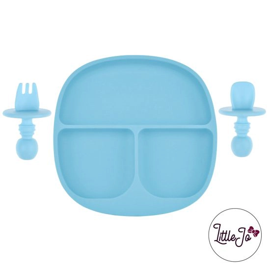 Kinderservies Baby BPA vrij Bord en Bestek Licht Hemelsblauw