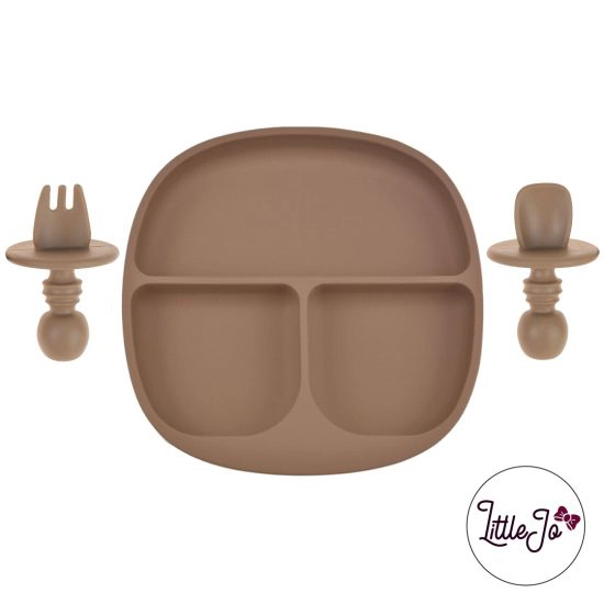 Kinderservies Baby BPA LittleJo vrij Bord en Bestek Milk Chocolate