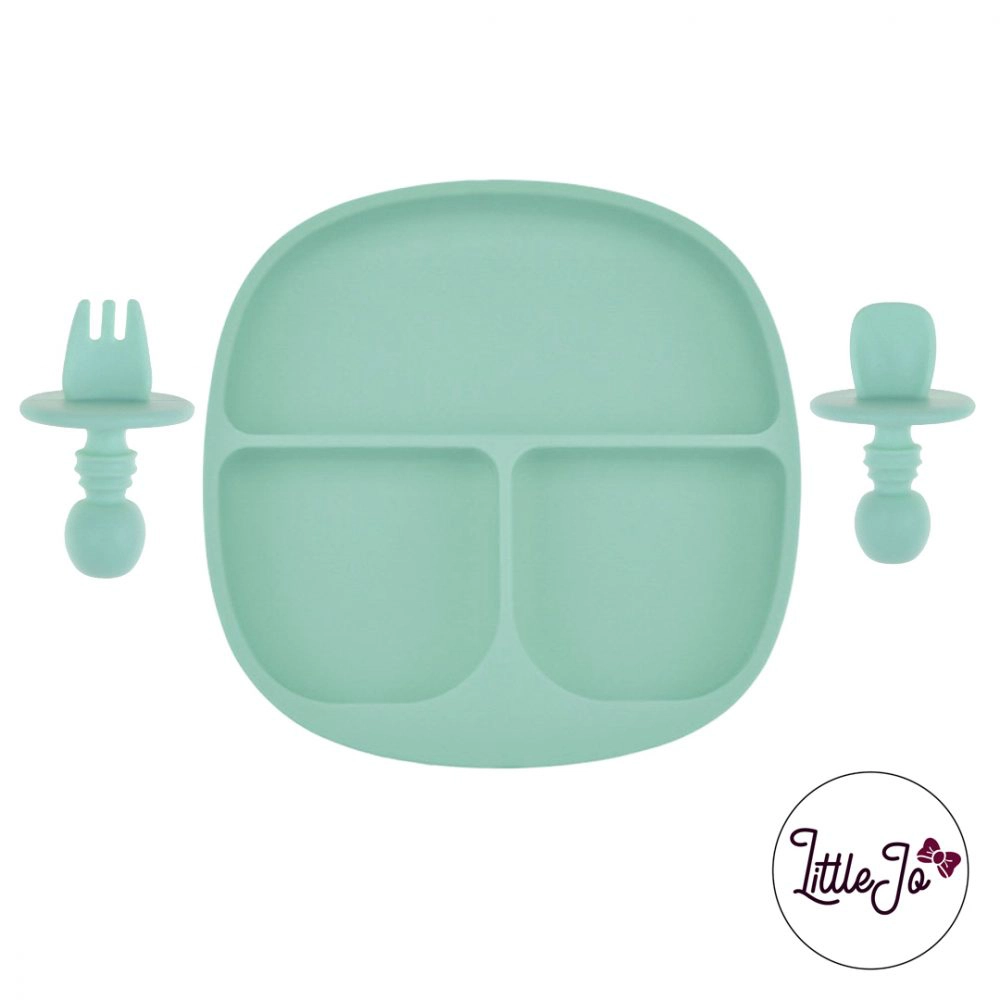 Kinderservies Baby BPA LittleJo vrij Bord en Bestek Mint Groen