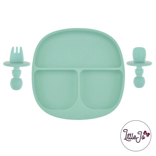 Kinderservies Baby BPA LittleJo vrij Bord en Bestek Mint Groen