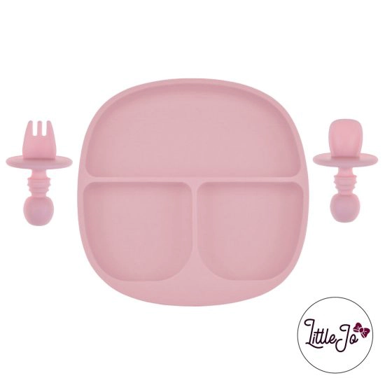 Kinderservies Baby BPA LittleJo vrij Bord en Bestek Perzik Roze