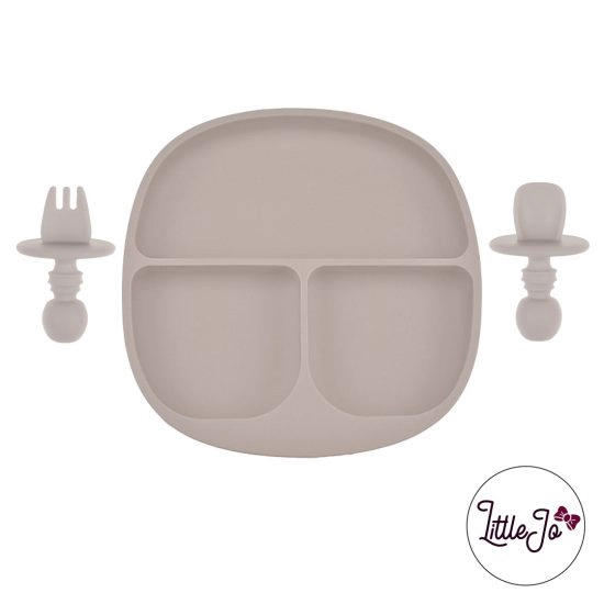 Kinderservies Baby BPA LittleJo vrij Bord en Bestek Taupe