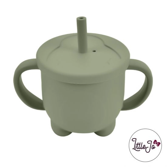 Siliconen tuitbeker drinkbeker rietje EN 14372 LittleJo groothandel bpa vrij baby veilig EN-71 green tea