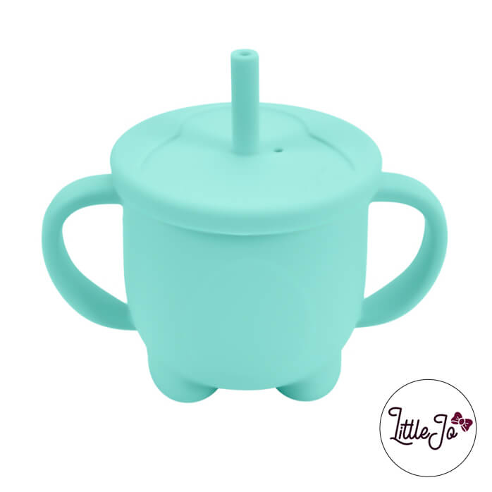 Paille pour gobelet en silicone EN 14372 LittleJo wholesale bpa free baby safe EN-71 mint green