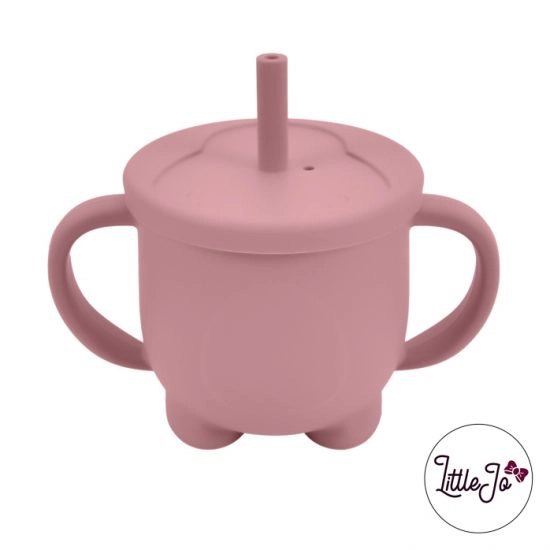 Siliconen drinkbeker rietje EN 14372 LittleJo groothandel bpa vrij baby veilig EN-71 rosewood
