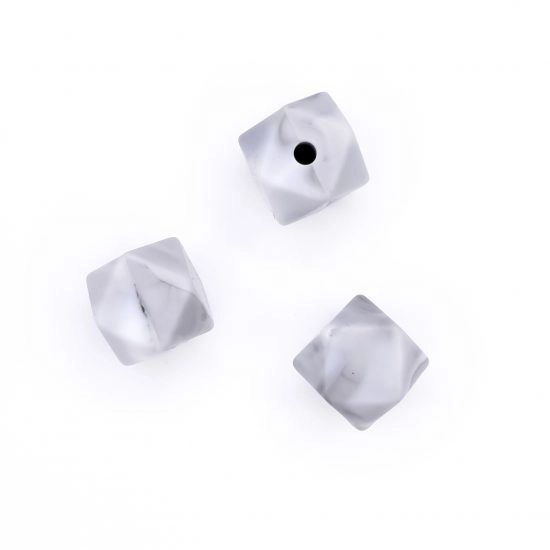 Siliconen kraal groothandel bpa vrij hexagon marmer grijs