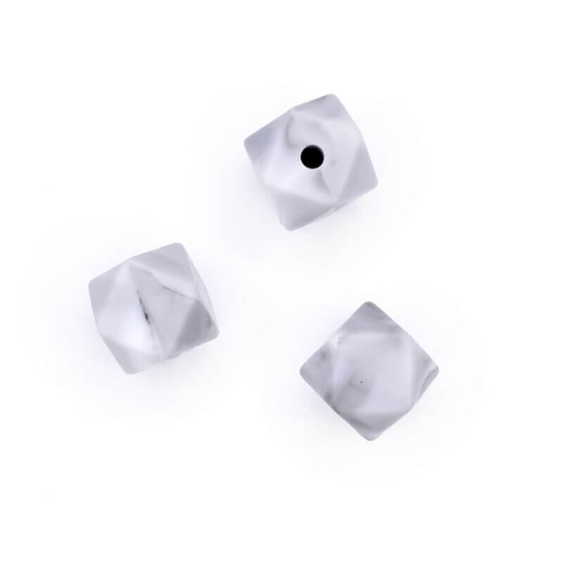 Perles en silicone grossiste bpa free hexagonale marbre gris