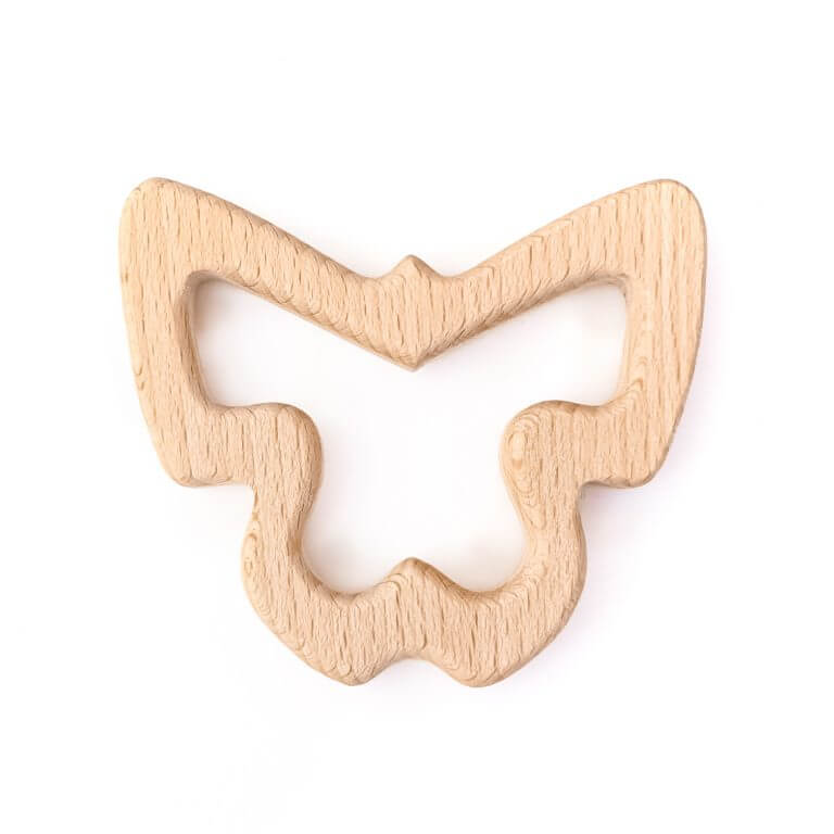 Beech wood bite figure butterfly bite toys butterfly wholesale baby safe beech