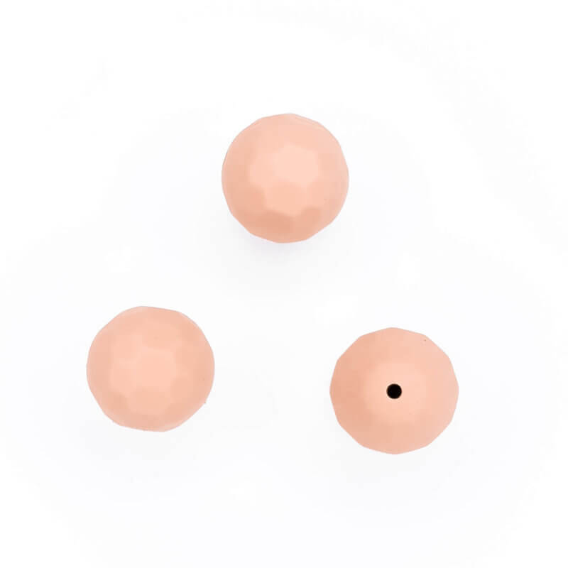 Perles de silicone à facettes de couleur pêche nue, sans bpa