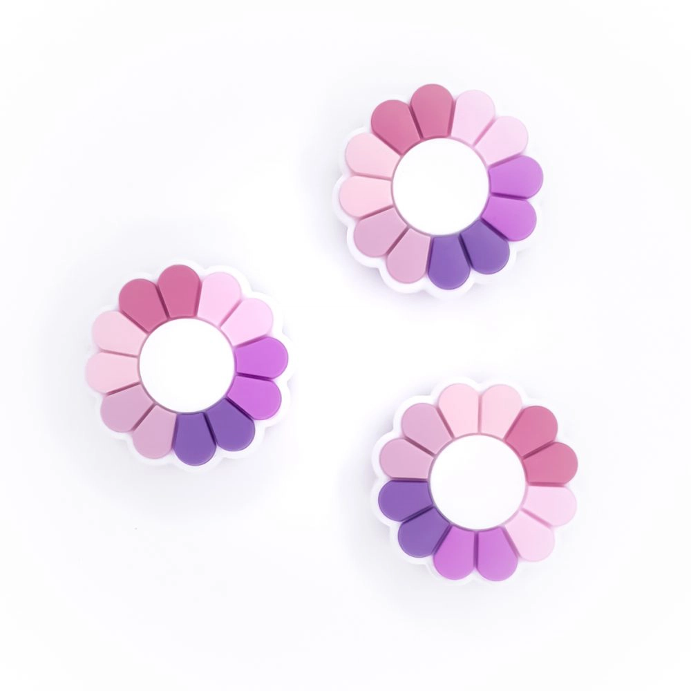 Siliconen luxe kraal bijtspeeltje groothandel baby-accessoires LittleJo bloem Framboos Roze