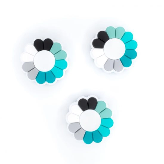 Siliconen luxe kraal bijtspeeltje groothandel baby-accessoires LittleJo bloem Turquoise