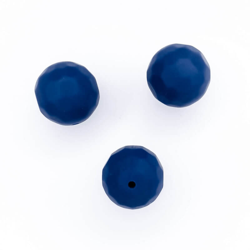 Perles de silicone à facettes bleu marine 16 mm grossiste