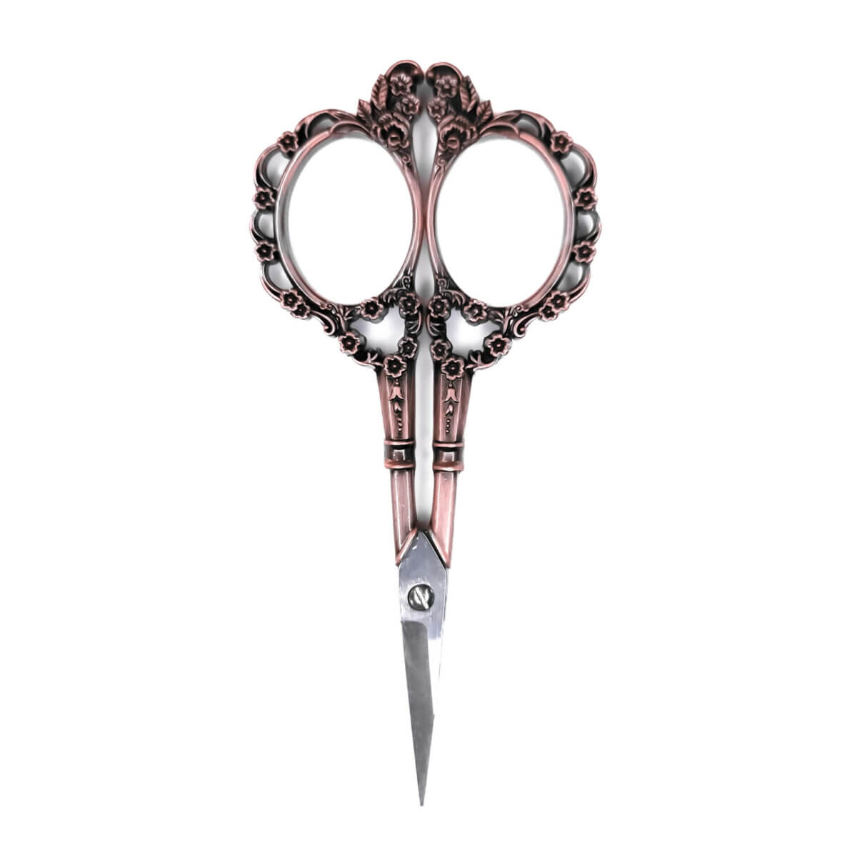 Embroidery scissors vintage copper with blossom teat cord