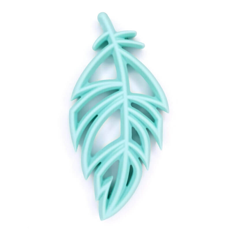Silicone teething figure - Feather - Openwork - Mint green