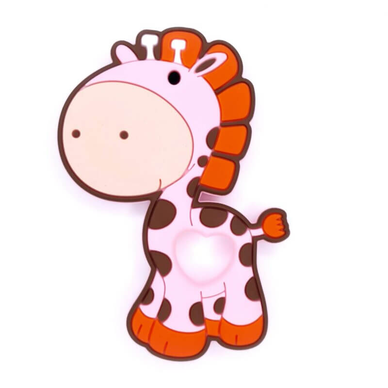 Silicone teething ring - Giraffe - Merry - Soft Pink
