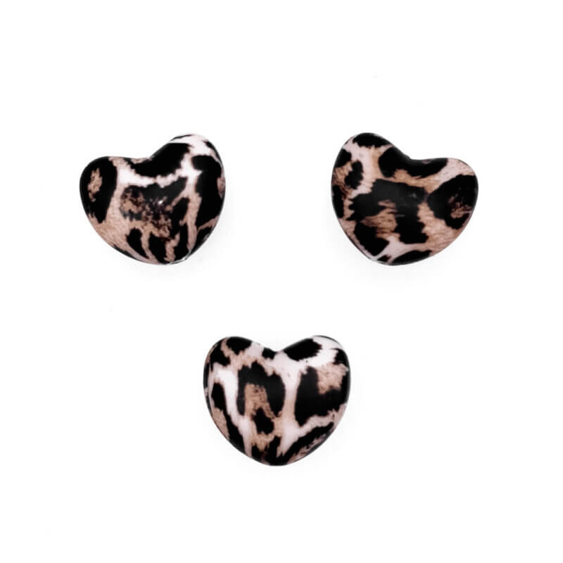 Silicone beads - Heart - Panther