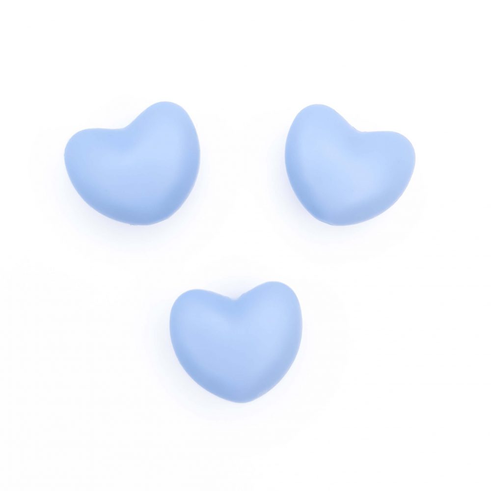 Siliconen kralen - Hart - Middel Poeder Blauw