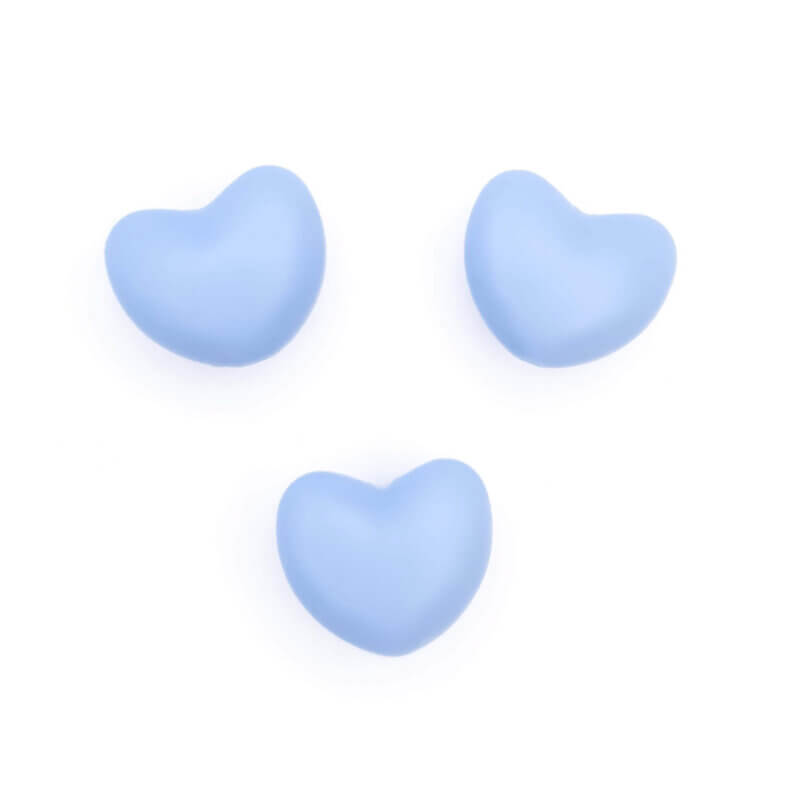 Silicone beads - Heart - Medium Powder Blue