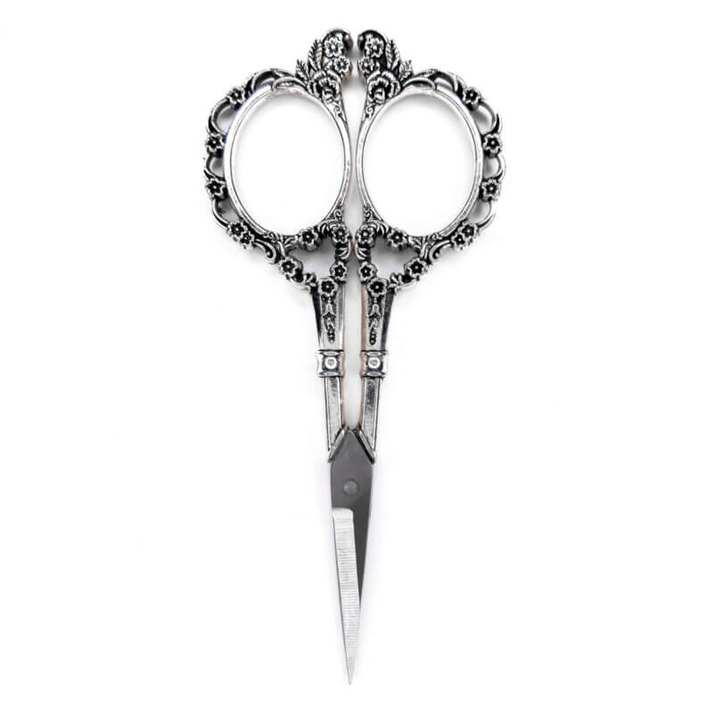 Ciseaux de broderie vintage avec décoration florale - Silver