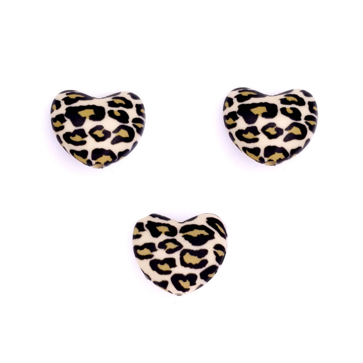 Perles de silicone coeur léopard beige marron acheter en gros sans bpa