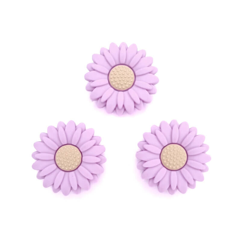 Silikon Perle Blume Pulver lila 30 mm Großhandel Schnuller Lanyard
