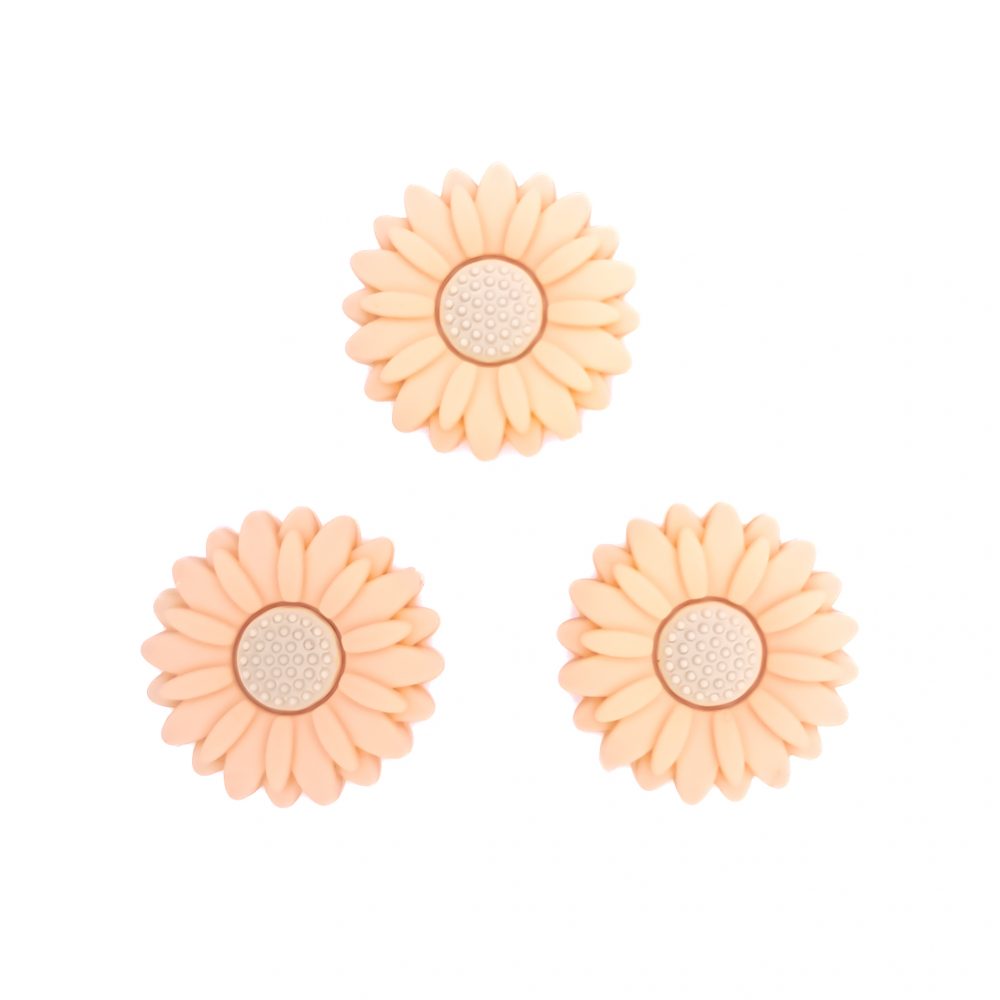 Siliconen Kraal bloem Perzik Daisy 30 mm Groothandel Speenkoord