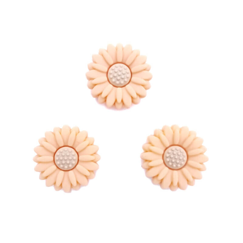 Silikon Perle Blume Pfirsich Gänseblümchen 20 mm Großhandel Schnuller Schnur