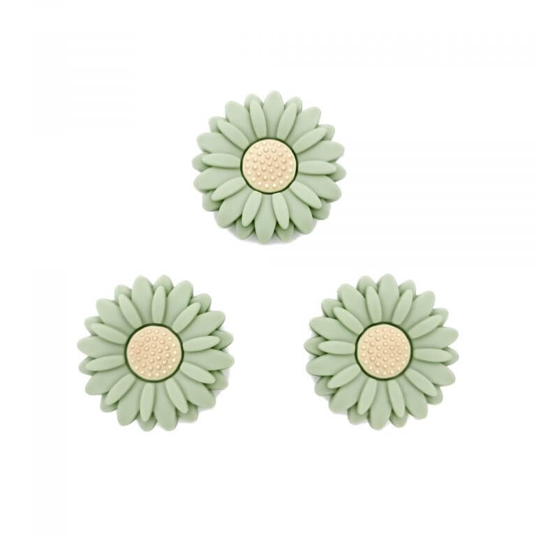 Perle de silicone Fleur Pistache Daisy 30 mm Wholesale Pacifier Cord